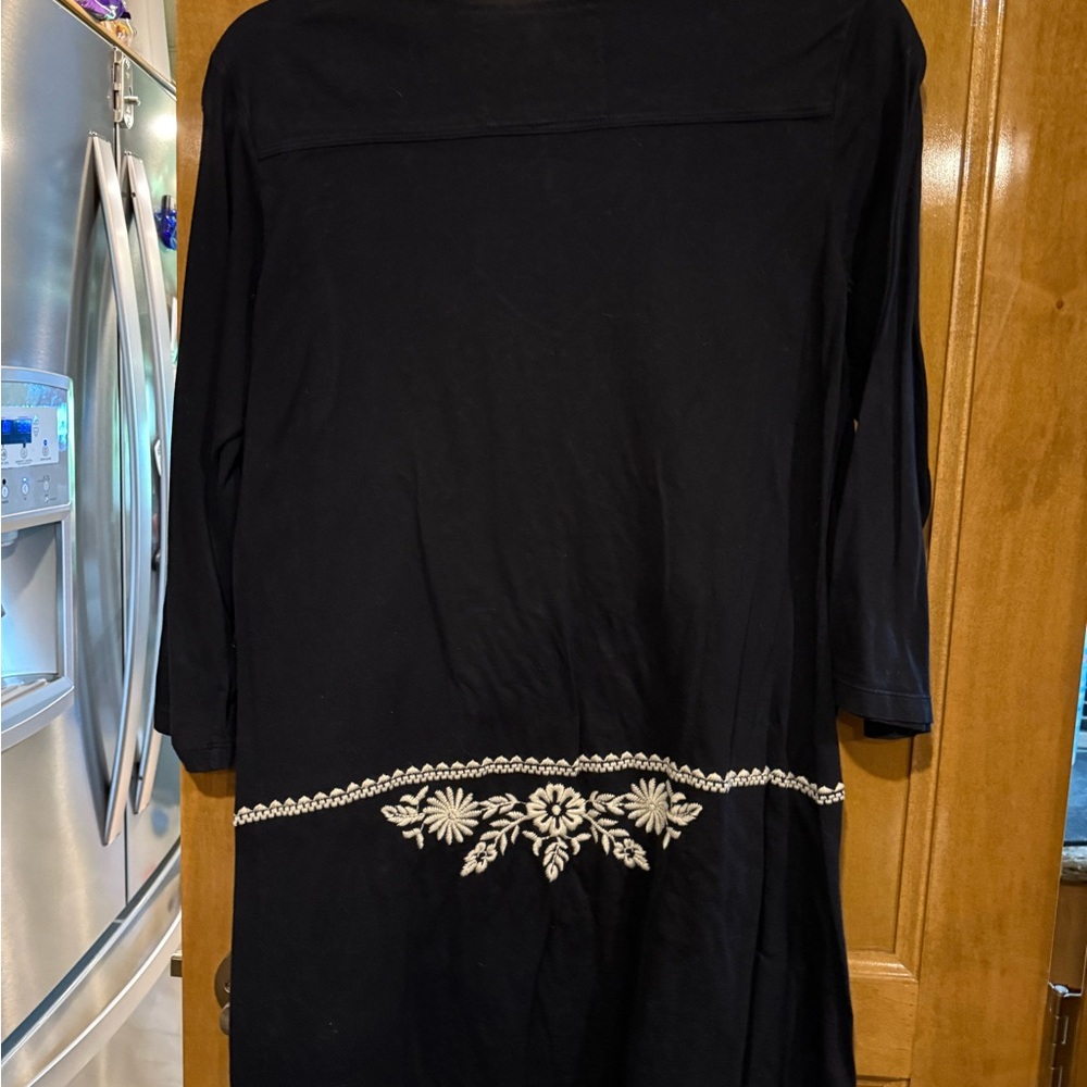 Johnny Was Black Dress with White Embroidery - Picture 2 of 3